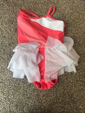 Girls Pink and White Ruffle One-Piece Bodysuit